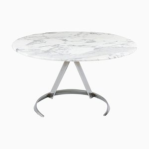 Marble and Chrome Boris Tabaccof Dining Room Table attributed to Boris Tabacoff, 1960s