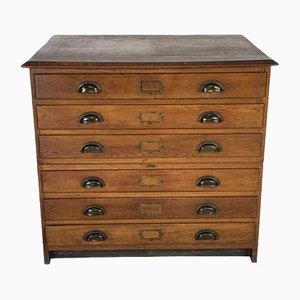 Small Plan Chest with Brass Cup Handles by Bakers, 1930s