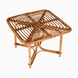 Mid-Century Italian Square Bamboo and Rattan Coffee Table from Vivai Del Sud, 1970s