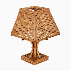 Mid-Century Italian Table Lamp in Wicker and Rattan, 1960s, Set of 2