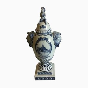 Blaue Geriffelte Vase von Royal Copenhagen für Oluf Jensen