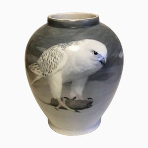 Art Nouveau No. 8984 Vase Decorated with Gyrfalcon and Rat from Royal Copenhagen