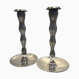 Sterling Silver Candlesticks attributed to Svend Weihrauch for F. Hingelberg, Set of 2