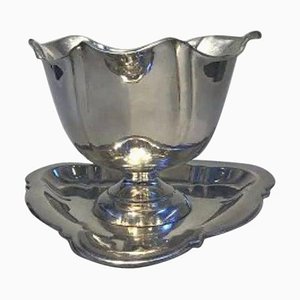 Danish Silver Triangular Footed Gravy Bowl