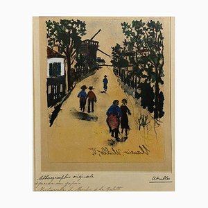 Maurice Utrillo, Montmartre Moulin Galette, 20. Jahrhundert, Lithographie