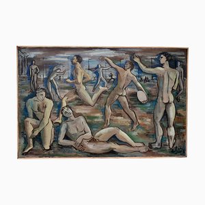 Nude Male Athletes at the Olympics, 1948, Oil on Canvas