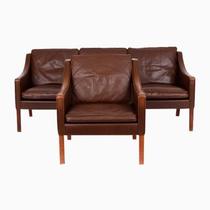 Braunes Modell 2207 und 2209 Sofa und Sessel von Børge Mogensen für Fredericia, 2er Set