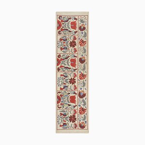 Beige Silk Animal Hand Embroidery Uzbek Tablecloth