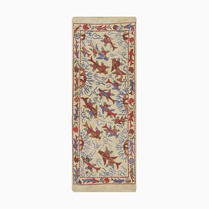 Vintage Folk Art Silk Fish Motifs Suzani Tapestry, Uzbekistan