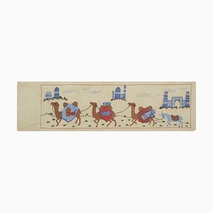 Suzani Tischdecke aus Seide und Baumwolle mit Kamel Motiv