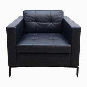 Deutscher Schwarzer Foster 502 Stuhl aus Schwarzem Leder von Walter Knoll