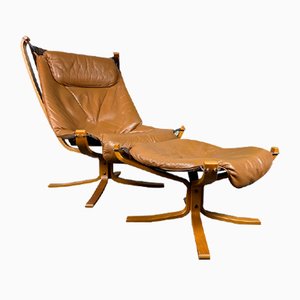 Falcon Lounge Chair with Ottoman by Sigurd Ressell for Vatne Möbler, 1970s, Set of 2