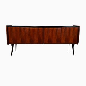 Mid-Century Sideboard with Purple Glass Top, 1960s