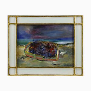 Giovanni Omiccioli, Sea Urchins, Mid-20th Century, Oil on Canvas, Framed