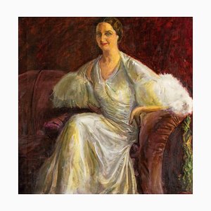 Antonio Feltrinelli, Portrait of Noblewoman, Original Painting, 1930s