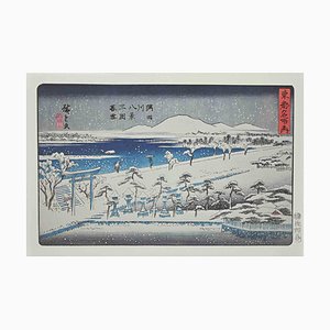 After Utagawa Hiroshige, Eight Scenic Spots along Sumida River, Lithograph, 19th Century