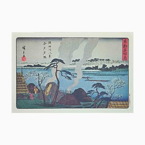 After Utagawa Hiroshige, Eight Scenic Spots long Sumida River, Lithographie, 19ème Siècle