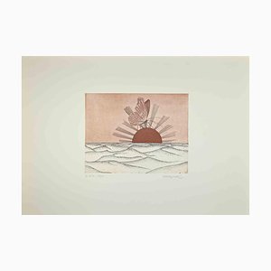 Renzo Margonari, Butterfly in the Desert, Original Etching, 1980s