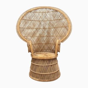 Bohemian Wicker & Rattan Peacock Chair, 1960s