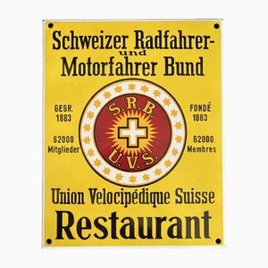 Cartel Schweizer Radfahrer Bund esmaltado, años 40