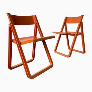 Orange Plastic Folding Chairs, Set of 2