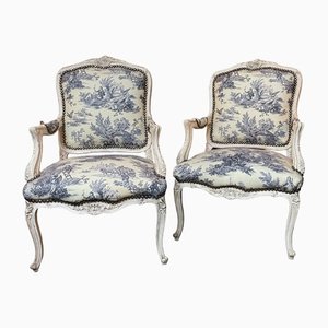 Carved and Distressed Armchairs, Set of 2