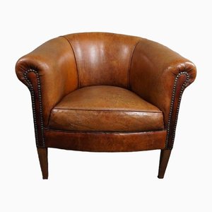 Timeless Compact Tough Lived Sheep Leather Club Armchair