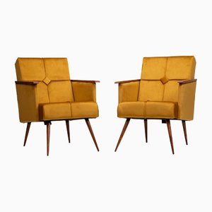 Vintage Geometric Cocktail Chairs with Footstools, Set of 4