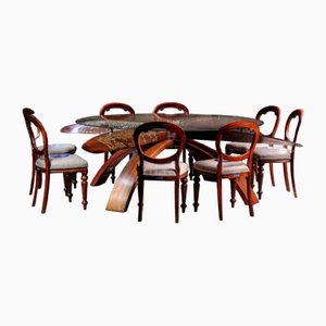 Blades of Glory Propeller Table & Chairs in Mahogany, 1916, Set of 9