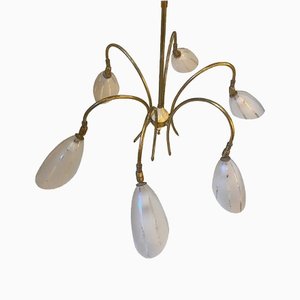 Mid-Century Modern Brass and Glass Chandelier from Fontana Arte, Italy, 1950s