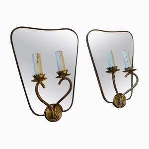 Mid-Century Modern Mirrors with Matching Sconces by Gio Ponti, 1950s, Set of 2