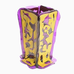 Putto Vase aus klarem Lila und Hellgrünem Leder von Fernando & Humberto Campana für Corsi Design Factory
