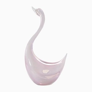 Postmodern Pink Sommerso Murano Glass Swan by Elio Raffaeli, Italy, 1980s