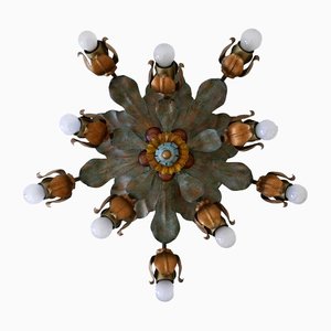 Large 10-Armed Floral Ceiling or Wall Fixture, Germany, 1970s