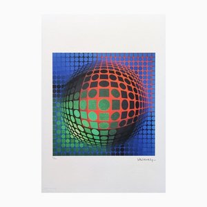 Victor Vasarely, Composition Op Art, Lithographie, 1970s