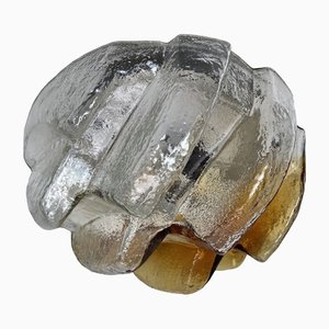 Plafón brutalista de cristal de hielo transparente y ámbar, años 60