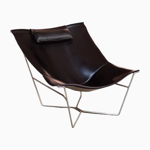 501 Semana Stuhl aus schwarzem Leder & Stahl von David Weeks für Habitat UK, 1990er