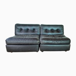 Poltrone Amanta in pelle di Mario Bellini per B&B Italia, anni '70, set di 4