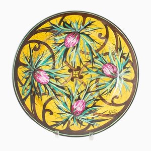Hand-Painted Decorative Plate by E. Petit for Boch Freres, 1926