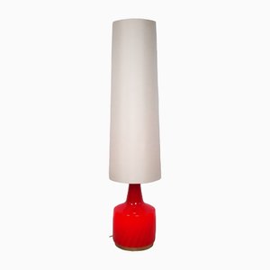 Mid-Century Red Floor Lamp with Illuminated Glass Stand, 1960s