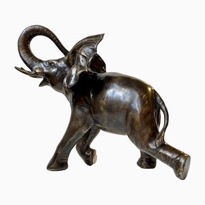 Scultura vintage a forma di elefante in bronzo, anni '80
