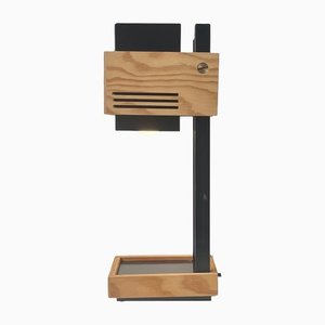 Cubist Table Lamp in Plywood and Steel by Claus Bolby for Cebo Industri, 1970s