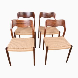 Model 71 Chairs in Rosewood and Rope by Niels. O. Møller for J. L. Møllers, Denmark, 1960s, Set of 4