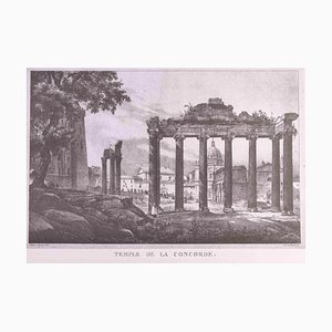 Nach G. Engelmann, Römische Tempel und Ruinen, Original Radierung, Spätes 20. Jh