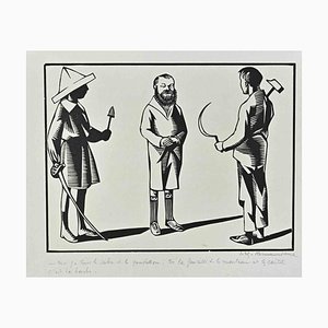 Hermann Paul, The Comparison, dibujo original de tinta china, principios del siglo XX