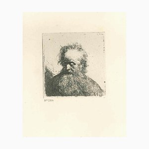 Nach Rembrandt, Mann mit Bart, Radierung, 19. Jh