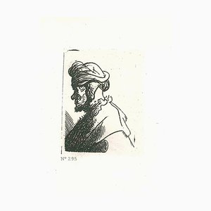 Nach Rembrandt, Mann mit Hut mit Ohrenklappen, Radierung, 19. Jh
