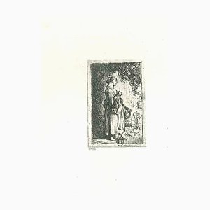 Nach Rembrandt, Frau mit Bund, Radierung, 19. Jh