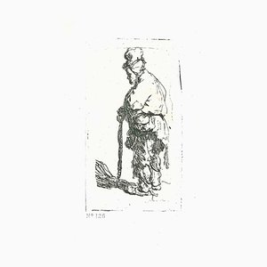 After Rembrandt, Mendicante appoggiato a un bastone, acquaforte, XIX secolo