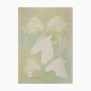 Manotti Bellini, The White Horses, Monotype original, años 60